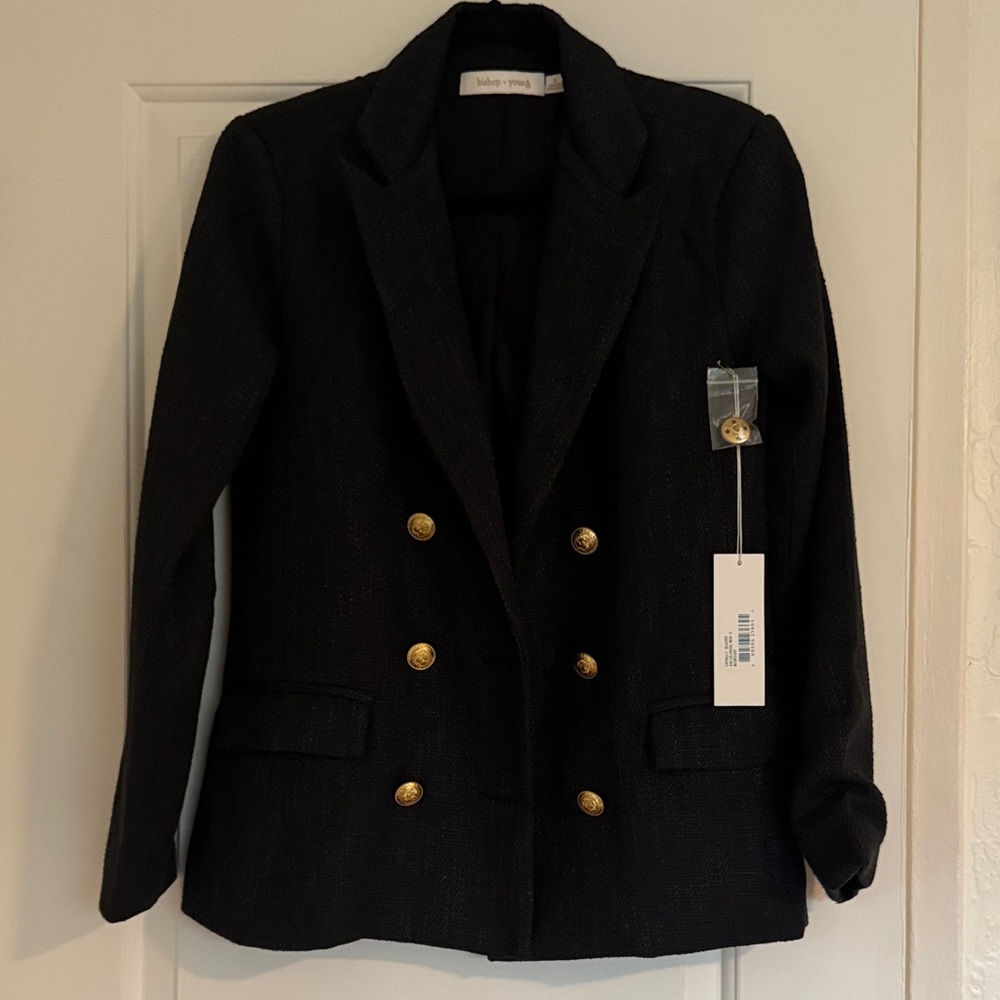 Black Double-Breasted Blazer with Gold Buttons size small. NWT